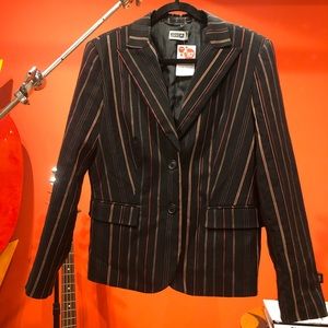 90s Black Blazer w Red/Yellow/Bronze GROOVY #AB8